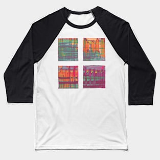 Liminal Space in Orange, Bordeaux and Sapphire Blue through 4 windows Baseball T-Shirt